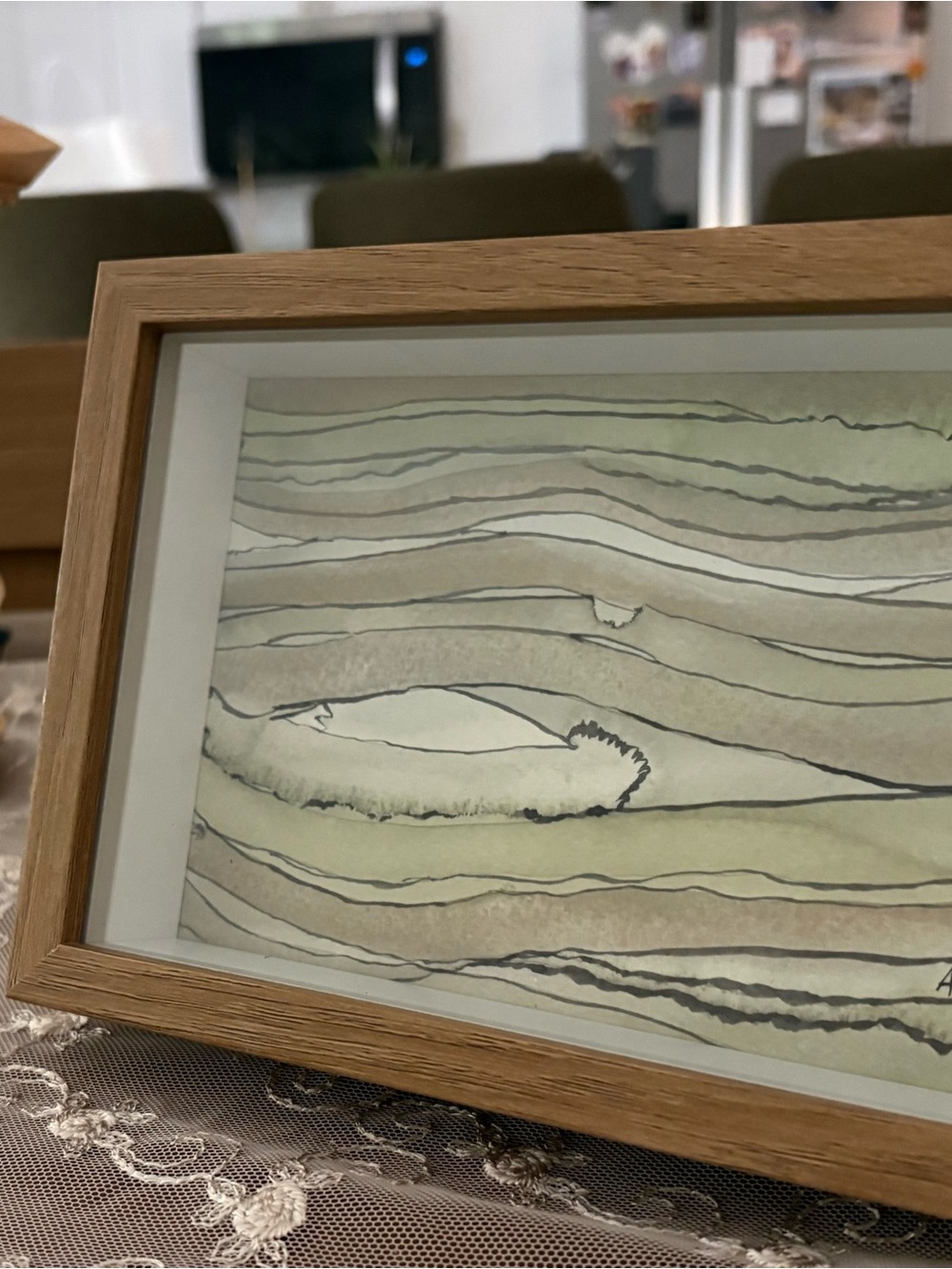Abstract Wave Watercolor Framed Wall Art - Neutral Tones